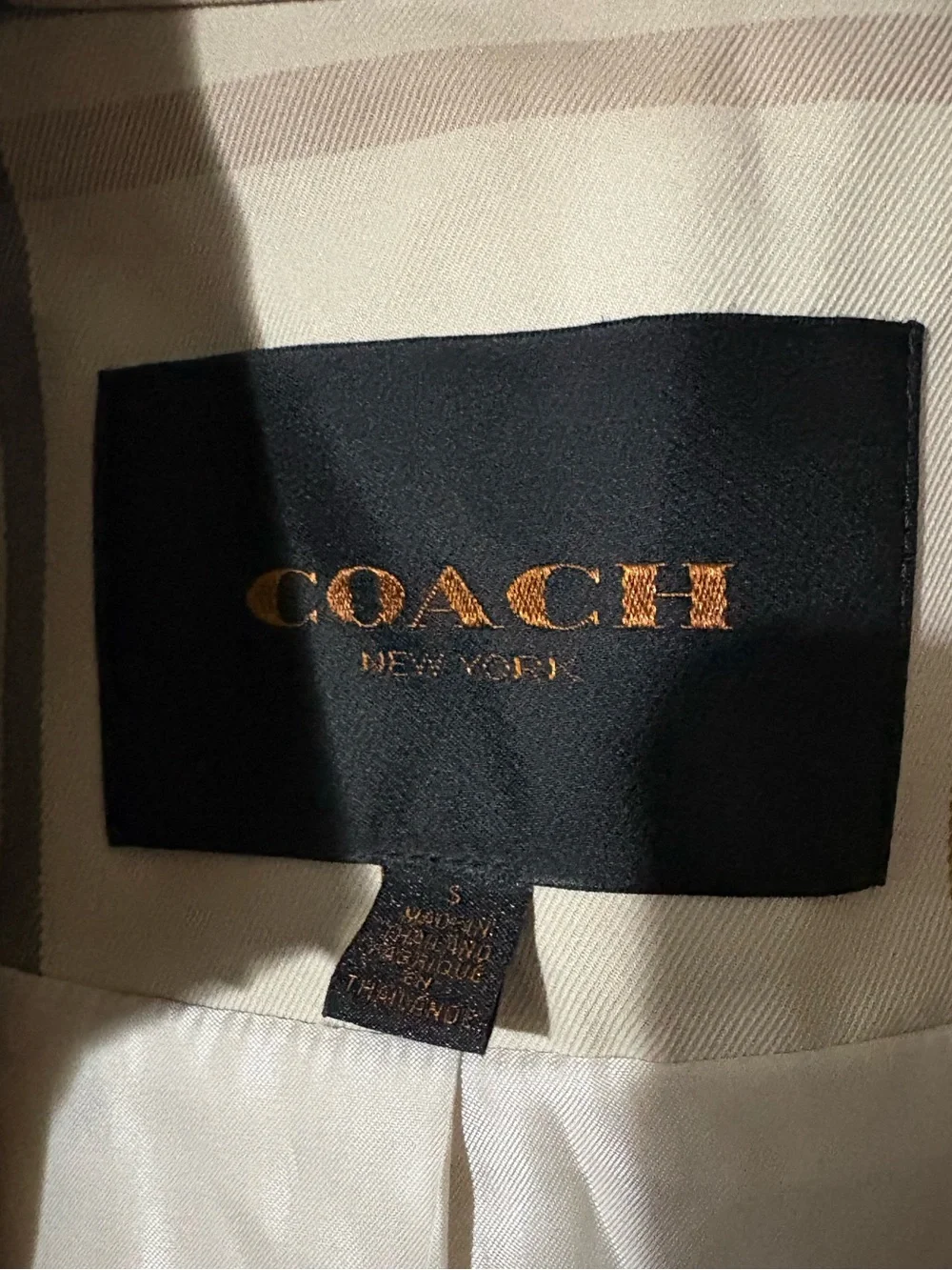 Coach Beige Plaid Short Trench Coat
